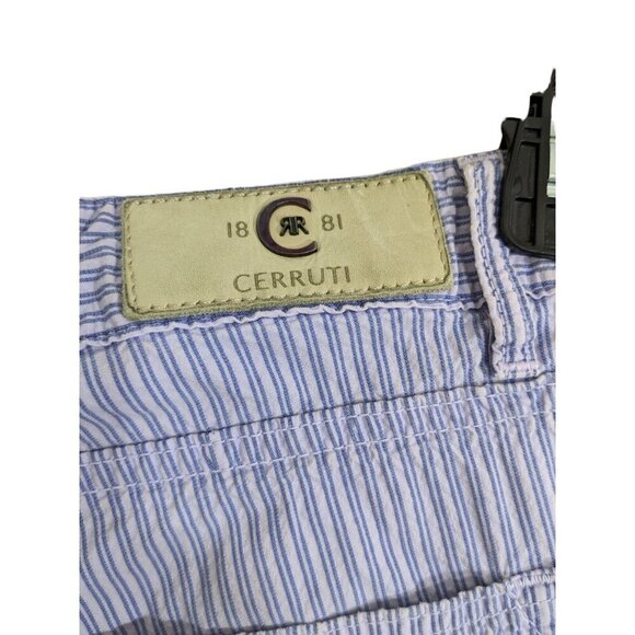 Mens Size 33 Shorts Blue Seersuck Striped Casual Bermuda Walking Pockets - Picture 3 of 9